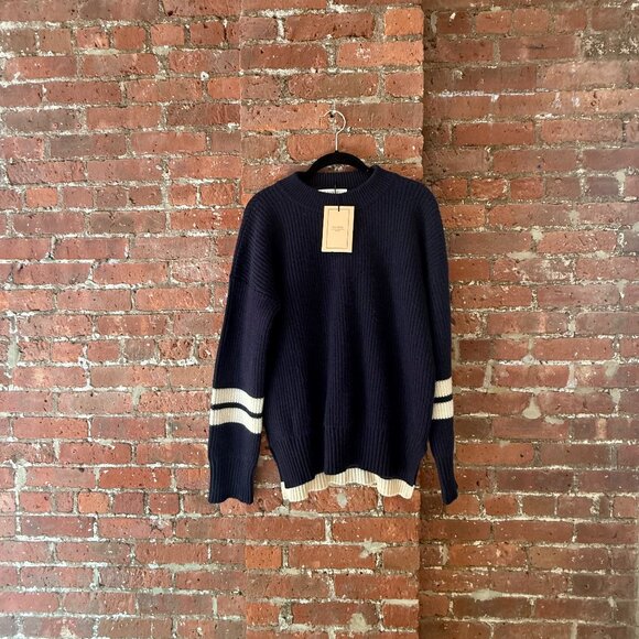 NWT La Ligne Collegiate Wool Sweater Navy - Small - Picture 1 of 5